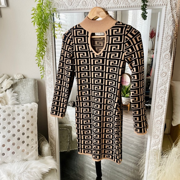 Long Sleeve Bodycon Knit Mini Dress Small - Picture 3 of 8